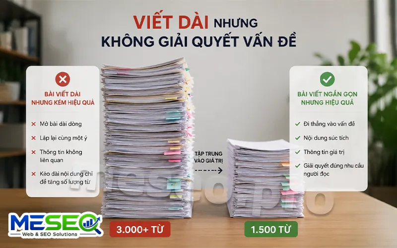 Bài viết chuẩn SEO ưu tiên giá trị hơn số lượng từ