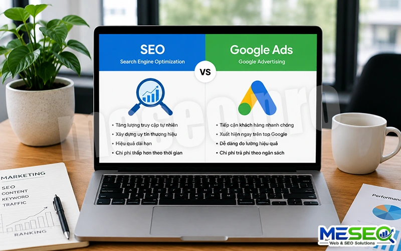 So sánh SEO và Google Ads